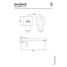 Herzbach CEO BLACK Waschtisch-Wandbatterie Farbset 210mm 2 Blenden Schwarz matt
