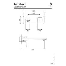Herzbach CEO iX-finish Waschtisch-Wandbatterie Farbset 210mm 1 Blende Edelstahlfinish