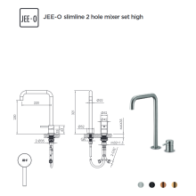 2-Loch Waschtischarmatur hoch slimline Matt-Gold JEE-O