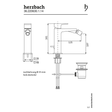 Herzbach CEO iX-finish Bidet-Einlochbatterie mit Ablauf Edelstahlfinish