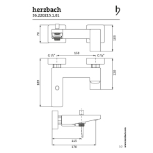 Herzbach CEO Wannenbatterie Aufputz Chrom