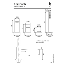 Herzbach CEO iX-finish Vierloch-Wannenarmatur mit Auslauf Edelstahlfinish