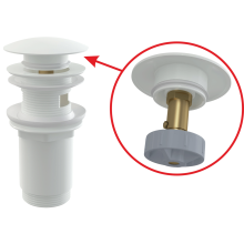 alcadrain Ablaufventil für die Waschbecken CLICK/CLACK 5/4" Ganzmetal mit Überlauf, großer Stopfen Weiß