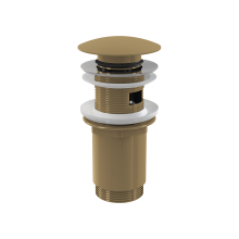 alcadrain Ablaufventil für die Waschbecken CLICK/CLACK 5/4" Ganzmetal mit Überlauf, großer Stopfen, GOLD-gebürstete Matt