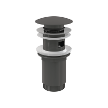 alcadrain Ablaufventil für die Waschbecken CLICK/CLACK 5/4" Ganzmetal mit Überlauf, großer Stopfen, GUN METAL-Glanz