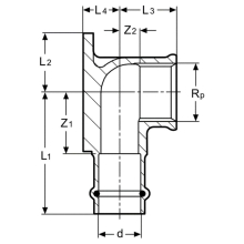 Frabo Wandscheibe 90 Grad Rotguss IG 1/2 / 3/4 12 - 22 mm