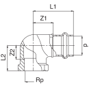 Frabo Winkel 90° aus Rotguss I/I 1/2-2" 12-54mm