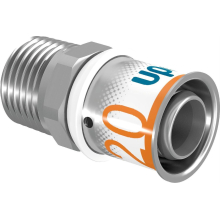 Uponor Übergangsnippel S-Press PLUS aus Messing, verzinnt 20mmx3/4 AG