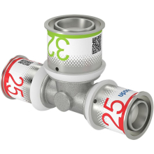 Uponor T-Stück S-Press PLUS reduziert aus Messing, verzinnt 25x32x25mm