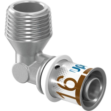 Uponor Winkelnippel S-Press PLUS aus Messing, verzinnt 16mmx1/2 AG