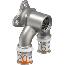 Uponor U-Wandscheibe S-Press PLUS aus Messing, verzinnt 20mmx1/2 IGx16mm