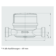 Elektronischer Wohnungswasserzähler Qn 1,5 - 1/2" x 110 mm - Warm Eichung 2026
