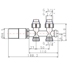 Oventrop Ventil-Anschlussset m TH-Kopf Durchgangsform, Multiblock weiß