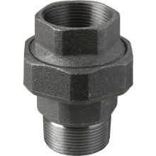 Temperguss Verschraubung Nr. 341 schwarz, I/A, mit Kegeldichtung 11/2"