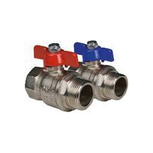 Herotec Kugelhahn (2Stück=1Set Rot/Blau) 1 Außengewindex1 IG Länge = 70mm