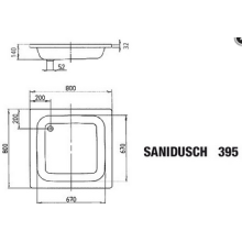 Kaldewei Sanidusch Brausewanne 800x800x140mm weiß