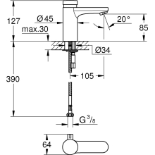 Grohe Selbstschlussar. WT Eurosmart CT, mit Mischung, verchromt