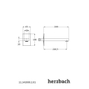 Herzbach NEO CASTELL Wandauslauf 240mm eckig gerade Chrom