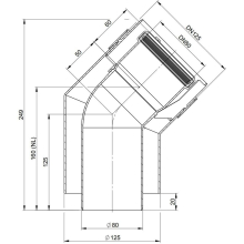 Atec Bogen PolyTwin 45Grad, konzentrisch, DN80/125 45Grad