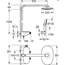 Grohe Duschsystem Rainshower Smartcontrol 360 Mono mit THM verchromt