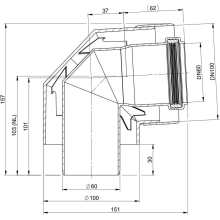 Atec Bogen PolyTwin konzentrisch, DN 60/100 87Grad