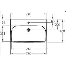 Geberit M100 E-Waschtisch eckige Form 750x480mm weiß