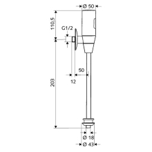 Schell O200 Infrarot Urinal Spülarmatur Batterie 1/2 AG m Schubrosette verchromt