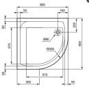 IS S100 Acryl Viertelkreis BRW 800x800x35mm, Radius 500mm...