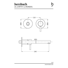 Herzbach DESIGN iX PVD Waschtisch-Wandbatterie Farbset 240mm Copper Steel