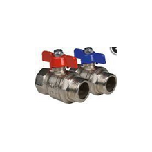 Herotec Kugelhahn (2Stück=1Set Rot/Blau) 1" AG x 3/4 Innengewinde Länge = 50mm
