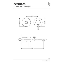 Herzbach DESIGN iX PVD Waschtisch-Wandbatterie Farbset 210mm Copper Steel