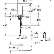 Grohe WT - Elektronikm. BauCosmopolitan f Batterie m Temperatureinstell. chrom