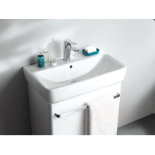 Geberit Waschtisch Renova Compact mit Hahnloch, mit ÜL 600x370mm weiß