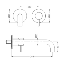 Herzbach DEEP iX Waschtisch-Wandbatterie Farbset 240mm Edelstahl