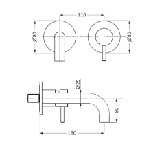Herzbach DEEP iX Waschtisch-Wandbatterie Farbset 160mm Edelstahl