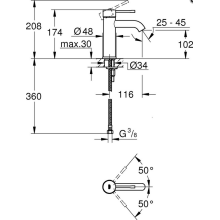 GROHE Einhand-Waschtischbatterie Essence 24172_1 S-Size glatter Körper chrom