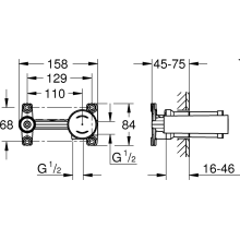 Grohe Universal Einbaukörper für 2-Loch-Waschtisch-Wandarmaturen
