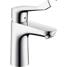 hansgrohe Focus Einhebel-Waschtischmischer 100 mit extra langem Comfortgriff 12,1 cm und Zugstangen-Ablaufgarnitur, Chrom