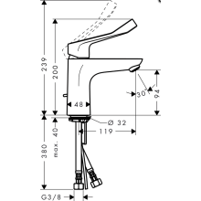 hansgrohe Focus Einhebel-Waschtischmischer 100 mit extra langem Comfortgriff 12,1 cm und Zugstangen-Ablaufgarnitur, Chrom