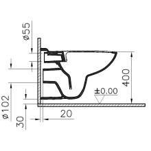 Vitra O100 Wand-Tiefspül-WC Ausladung 540mm, spülrandlos weiß