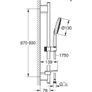 Grohe Brausestangenset Rainshower 130 SA 900mm 3...