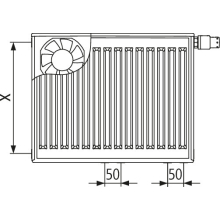 Kermi x-flair, Profil VP T22 900x600mm 543W,RAL9016, 10 bar,mit Abd.,links