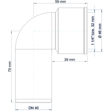 Siphonanschlussknie PKSW Polo-Kal NG mit Steckdichtung DN 40 1 1/2 da 40mm