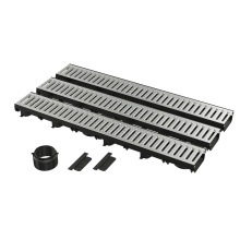 AlcaDrain Garagenset Entwässerungsrinne mit verzinktem Rost 3 Meter