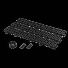 Alcadrain Garagenset Enwässeungsrinne mit Kunststoffrost in schwarz 3 Meter