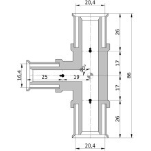 Wavin Tigris K5 T-Stück reduziert, 20mm x 16mm x 20mm