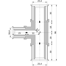 Wavin Tigris K5 T-Stück reduziert, 25mm x 16mm x 25mm