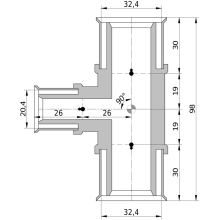 Wavin Tigris K5 T-Stück reduziert, 32mm x 20mm x 32mm