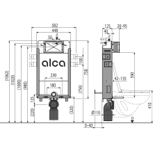 Alcadrain AM115/1000 Renovmodul Vorwandinstallationssystem für Einmauerung