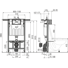 Alcadrain AM102/1000 Jádromodul Vorwandinstallationssystem für Trockenbau (vor allem für Toilettensanierungen)